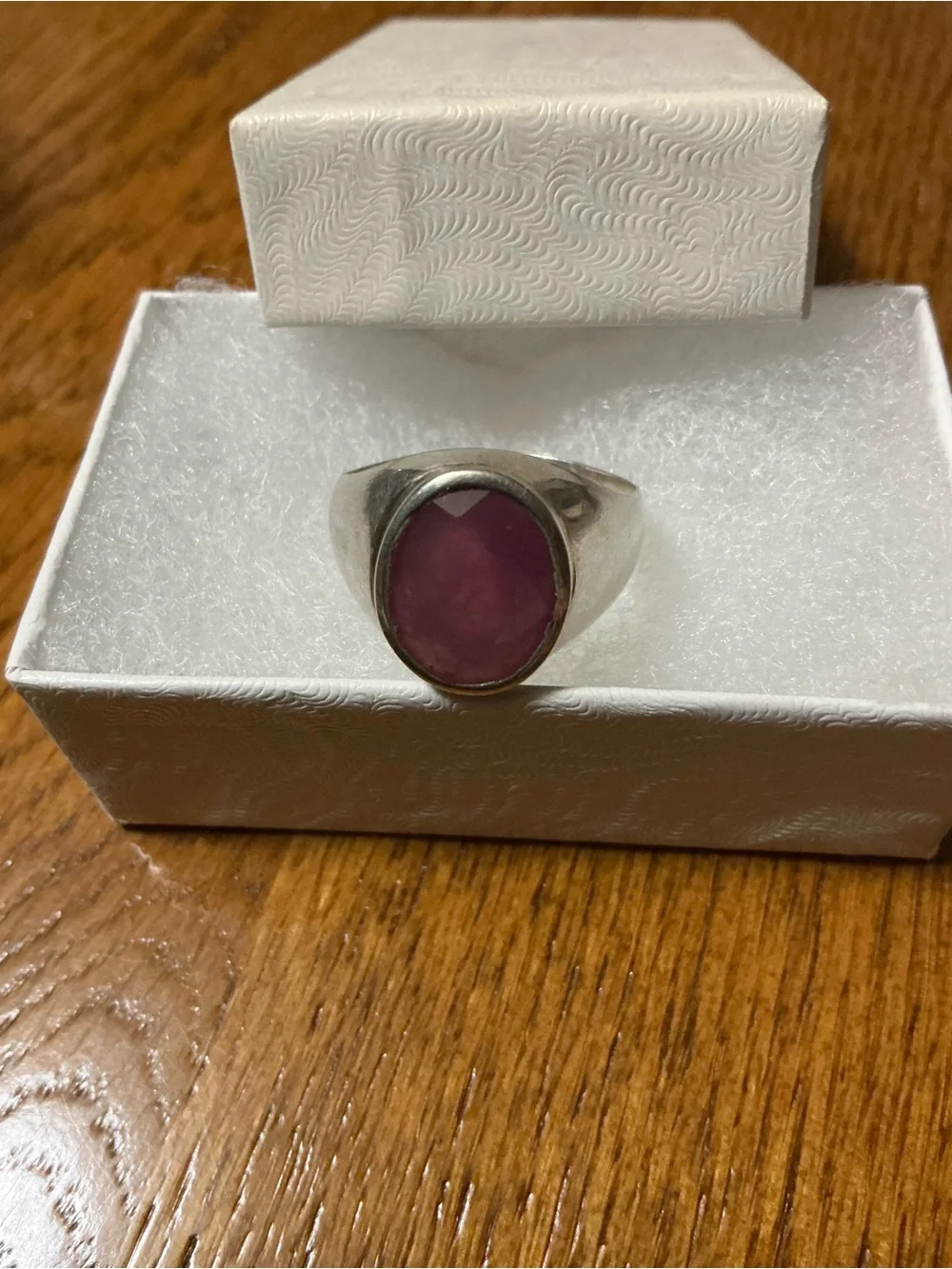 Sterling Silver Ring with Genuine Ruby Stone